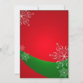 Schneeflocke Rot mit Grünen Winterhochzeit Einladung (Rückseite)