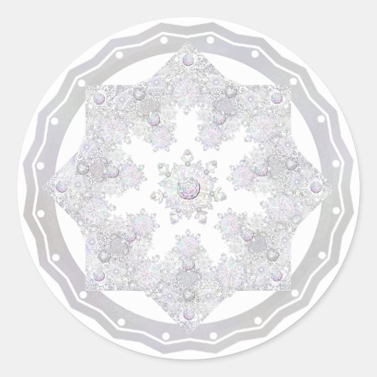 Schneeflocke Runder Aufkleber (Vorderseite)