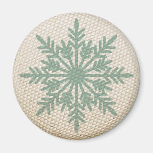 Schneeflocke rustikal bestickter Winter vintage Magnet