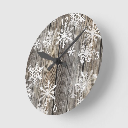 Schneeflocke-rustikale hölzerne Uhr (Winkel)