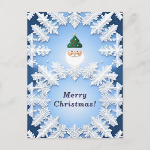 🎅 Schneeflocke Santa Kopf Festlich Weihnachten Wi Postkarte