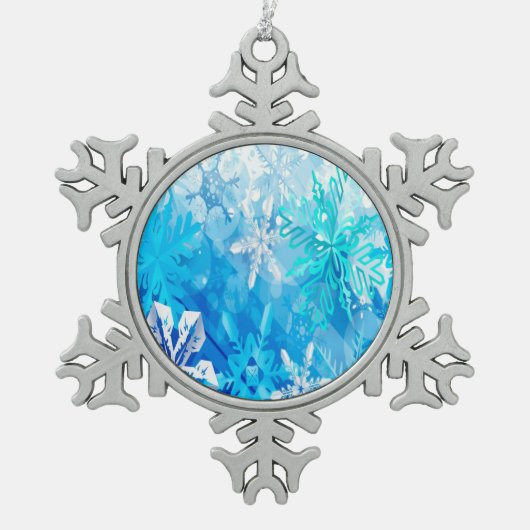 Schneeflocke Schneeflocken Zinn-Ornament (Vorderseite)
