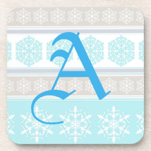 Schneeflocke-Ski-Strickjacke taubenblau und beige Untersetzer