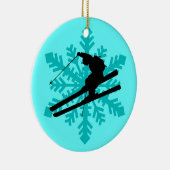 Schneeflocke-Skifahrer Keramikornament (Rechts)