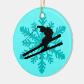 Schneeflocke-Skifahrer Keramikornament (Links)