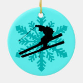 Schneeflocke-Skifahrer Keramikornament (Hinten)