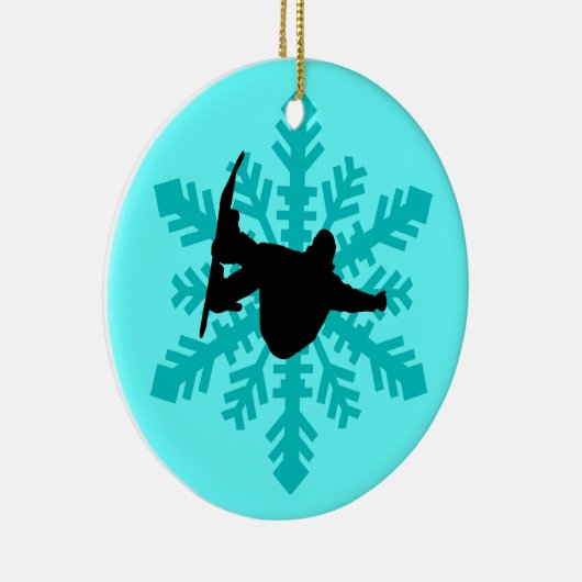 Schneeflocke-Snowboarder Keramikornament (Rechts)