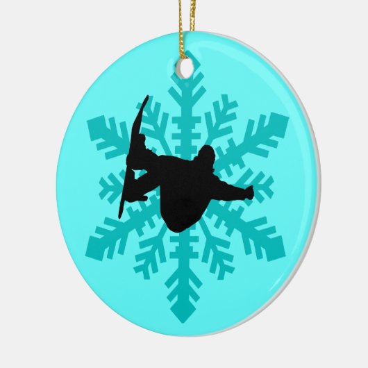 Schneeflocke-Snowboarder Keramikornament (Links)