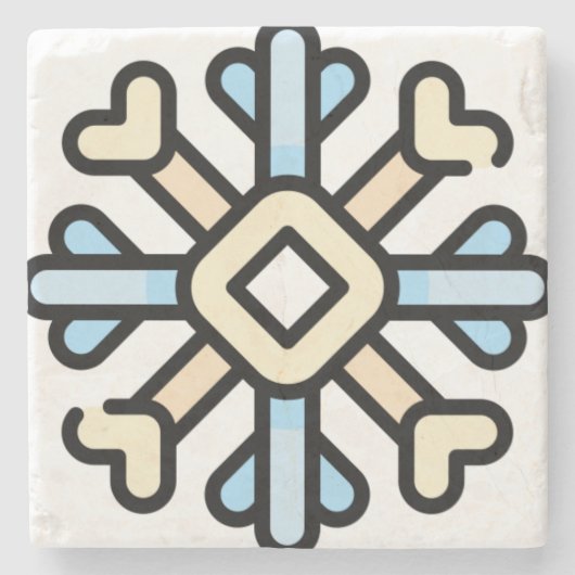 Schneeflocke Steinuntersetzer (Vorderseite)