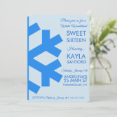 Schneeflocke Sweet 16 Einladung (Stehend Vorderseite)