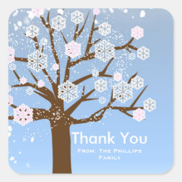 Schneeflocke Tree Winter Wunderland Rosa Sticker