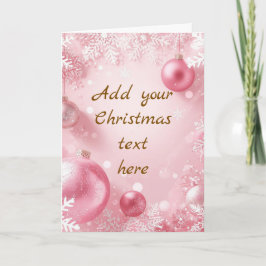 Schneeflocke & Troddel Weihnachtskarte Rosa Weiß G Karte