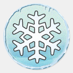 SCHNEEFLOCKE u. EIS durch SHARON SHARPE Runder Aufkleber