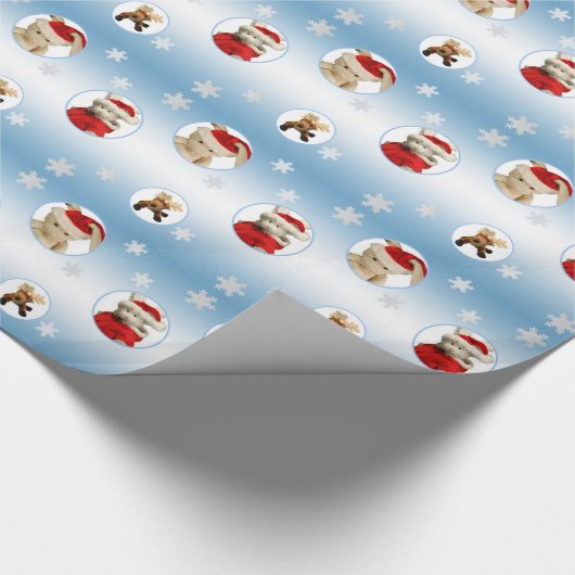 Schneeflocke-u. Ren-WeihnachtsPackpapier Geschenkpapier (Ecke)