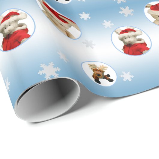 Schneeflocke-u. Ren-WeihnachtsPackpapier Geschenkpapier (Rolleneckpunkt)