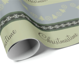 Schneeflocke und Gemusterter Urlaub mit Bäumen Geschenkpapier