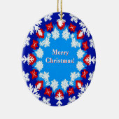 Schneeflocke und Geschenkmuster Keramik Ornament (Rechts)