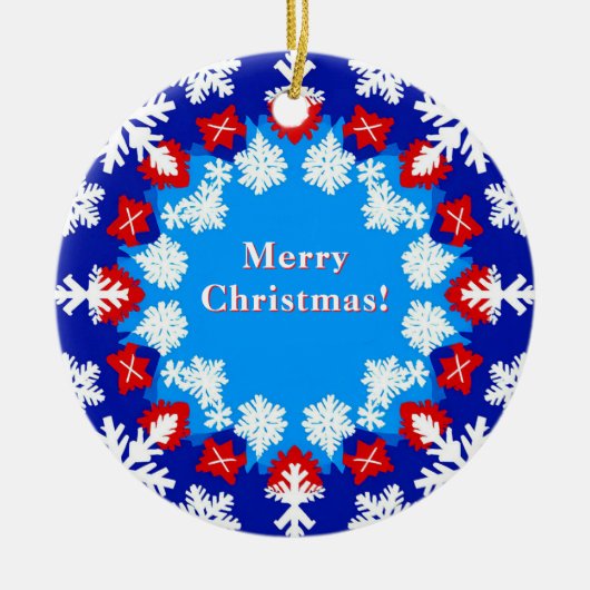 Schneeflocke und Geschenkmuster Keramik Ornament (Vorne)