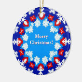 Schneeflocke und Geschenkmuster Keramik Ornament (Links)