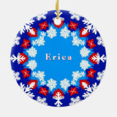 Schneeflocke und Geschenkmuster Keramik Ornament (Hinten)