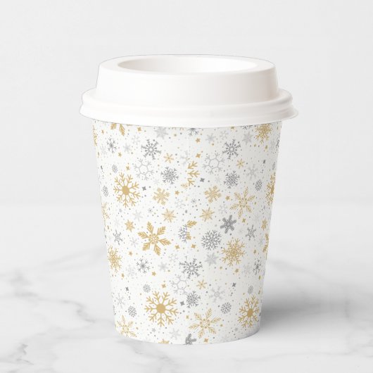 Schneeflocke und Kreislauf Nahtloses Muster Pappbecher (Rechts)