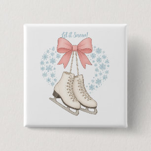 Schneeflocke und Schlittschuhe Button