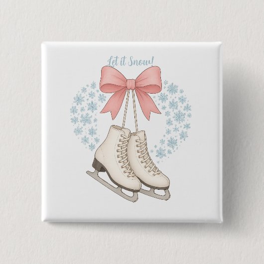 Schneeflocke und Schlittschuhe Button (Vorderseite)