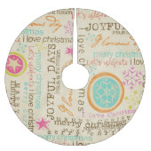Schneeflocke und Typografie Holiday Tree Skirt Polyester Weihnachtsbaumdecke (Vorderseite)