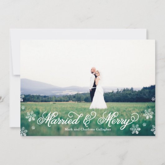 Schneeflocke Verheiratet und frohe Vollblutferien Feiertagskarte (Vorderseite)