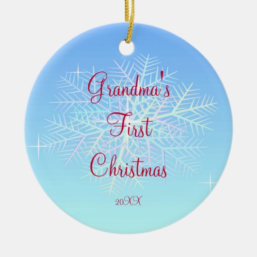 Schneeflocke-Verzierung der Großmutter erste Keramikornament (Vorne)