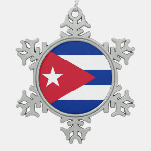 Schneeflocke-Verzierung mit Kuba-Flagge Schneeflocken Zinn-Ornament