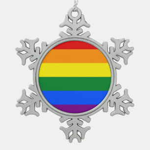 Schneeflocke-Verzierung mit LGBT Flagge Schneeflocken Zinn-Ornament