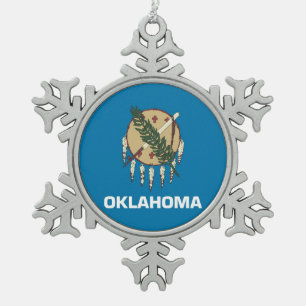 Schneeflocke-Verzierung mit Oklahoma-Flagge Schneeflocken Zinn-Ornament