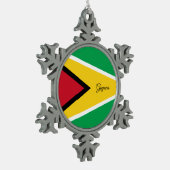 Schneeflocke von Guyana, Flagge von Guyana Schneeflocken Zinn-Ornament (Links)