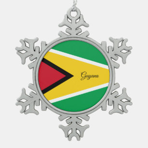 Schneeflocke von Guyana, Flagge von Guyana Schneeflocken Zinn-Ornament