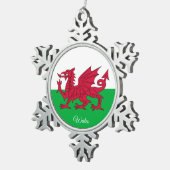 Schneeflocke Wales, Drache, walisische Flagge Schneeflocken Zinn-Ornament (Rechts)