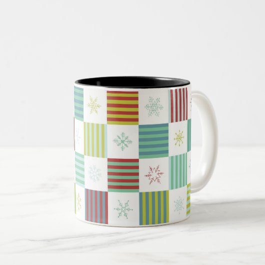 Schneeflocke-Webart-Tasse Zweifarbige Tasse (VorderseiteRechts)