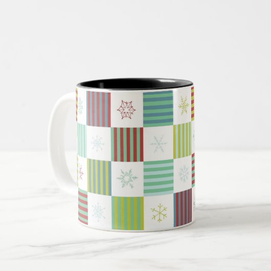 Schneeflocke-Webart-Tasse Zweifarbige Tasse (Vorderseite Links)