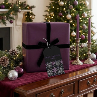 Schneeflocke Weihnachten Lila Silber Geschenkanhänger