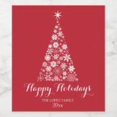 Schneeflocke, Weihnachtsbaum Weinetikett (Einzelnes Label)