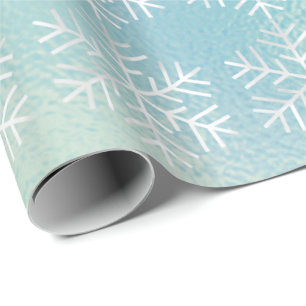 Schneeflocke-Weihnachtsfeiertag blaues gefrorenes Geschenkpapier