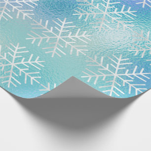 Schneeflocke-Weihnachtsfeiertags-blaues gefrorenes Geschenkpapier