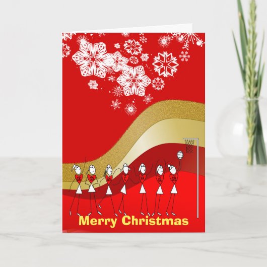 Schneeflocke-Weihnachtsthemenorientierter Netball Feiertagskarte (Vorderseite)