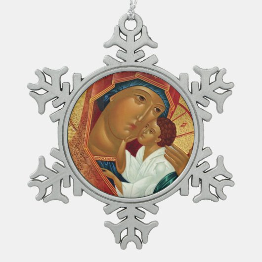 Schneeflocke-Weihnachtsverzierung mit orthodoxer Schneeflocken Zinn-Ornament (Vorderseite)