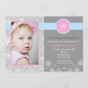 Schneeflocke-Winter-Geburtstags-Party Einladung