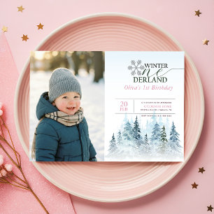 Schneeflocke Winter Onederland Kind Foto 1. Geburt Einladung