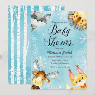 Schneeflocke-Winter-WaldBabyparty-Einladungen Einladung