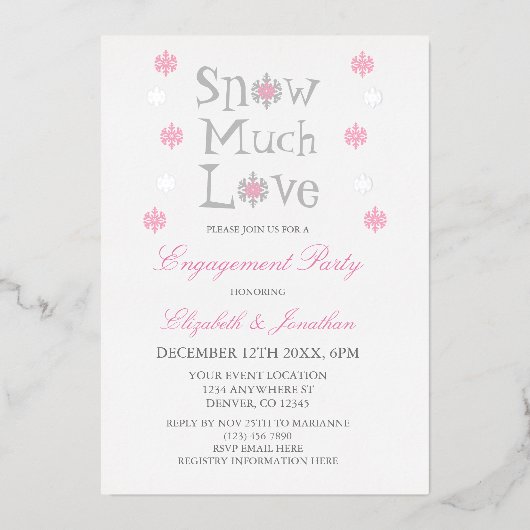 Schneeflocke Winterbindungsparty mit viel Liebe Folieneinladung (Vorderseite)