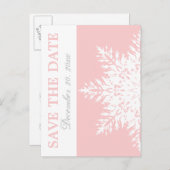 Schneeflocke Winterhochzeit Save the Date Ankündigungspostkarte (Vorne/Hinten)