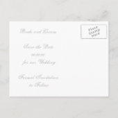 Schneeflocke Winterhochzeit Save the Date Ankündigungspostkarte (Rückseite)